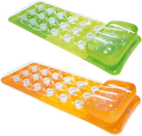 Set: Intex Luftmatratze Fashion Mat - Lounge Wasserliege Pool - GrüN + Orange-image