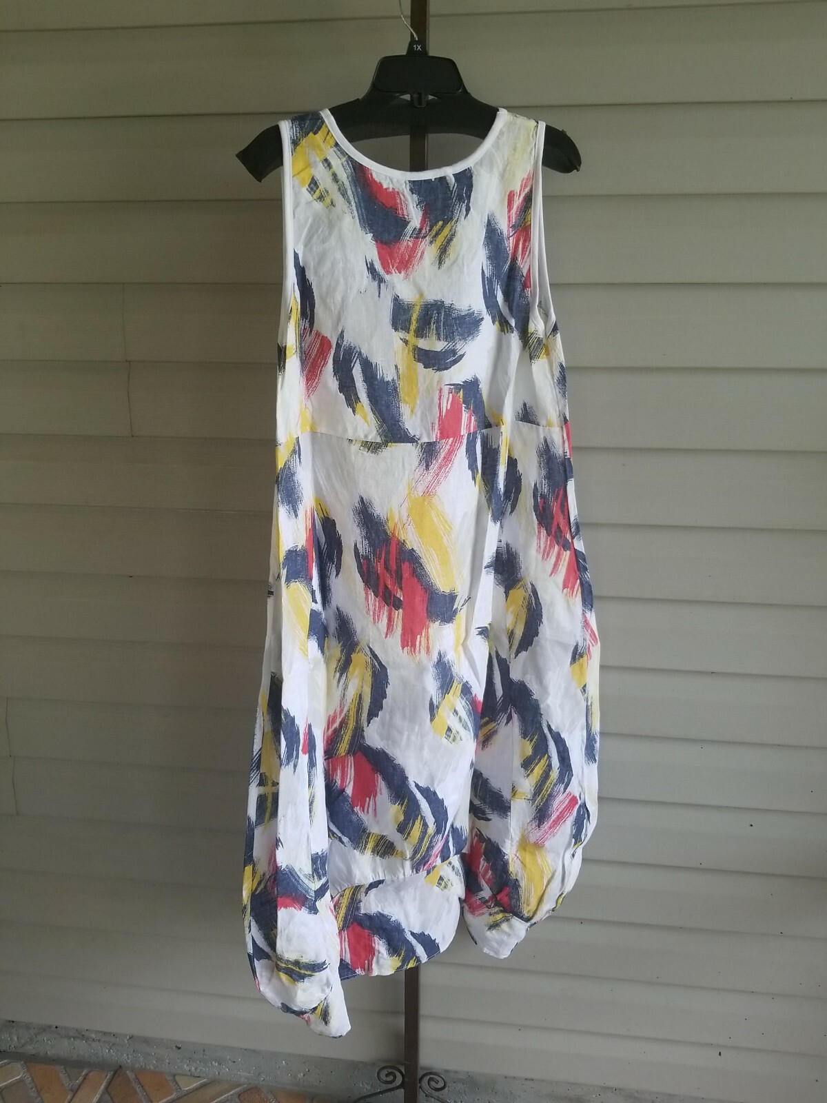 ROSEMARINE Italy Linen Sleeveless Ruched Hem Midi Long Dress M Pockets