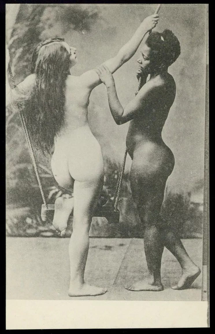 nude erotic sex WOMAN black AND white risque-OLD ORIGINAL POSTCARD 1900-1920 eBay picture