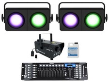 2 Chauvet DJ SHOCKER P2 RGBA WW Party Stage Blinder Lights DMX Controller Fogger