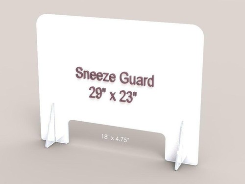 Portable Acrylic Sneeze Guard, 23" x 29",Clear Plexiglass Screen for Counters - Picture 2 of 3