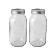 Ball - 64oz Mason Jars with Lids & Bands 2-Pack Half Gallon Mason Jars Clear ...