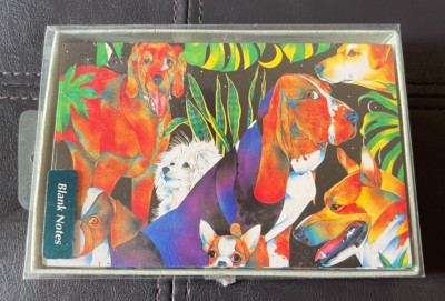 Vintage Portal Blank Note Cards x 12 Neon Dog Group Boxed Beagle Shephard Hounds