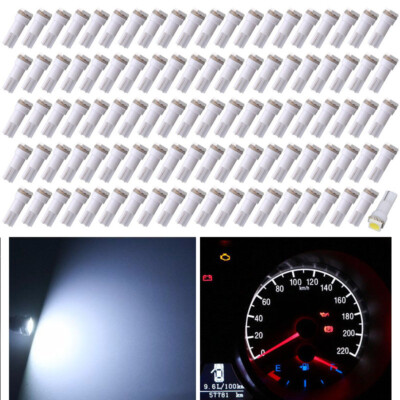 100Pcs White T5 74 37 2721 LED Instrument Panel Gague Light Bulb Indicator lamps