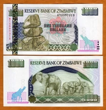 Zimbabwe, 1000 dollars, 2003, P-12b, UNC   Elephants
