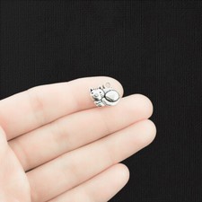 10 Cat Charms Antique Silver Tone Simply Adorable - SC1066