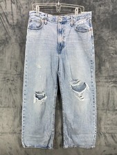 Levi  s Premium Ribcage Wide Leg Jeans Distressed Stretch High Rise 32x32 NWT