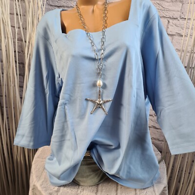 Bluse Shirt Tunika Tom Tailor hell blau 3/4 Ärmel 44 bis 54 Damen (1996) NEU