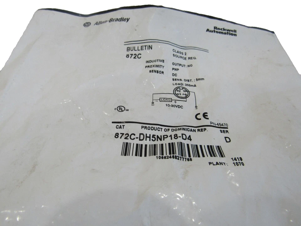 ALLEN BRADLEY 872C-DH5NP18-D4 PROXIMITY SENSOR SER.D 872CDH5NP18D4 NEW, SURPLUS - Image 2 of 3