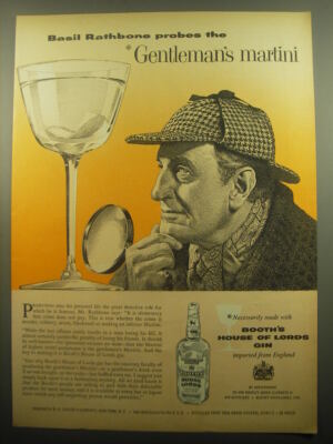1959 Booth's House of Lords Gin Ad - Basil Rathbone probes