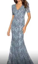 Women's Floral Soutache Sequin Puff-Sleeve Lace Gown MSRP$ 299