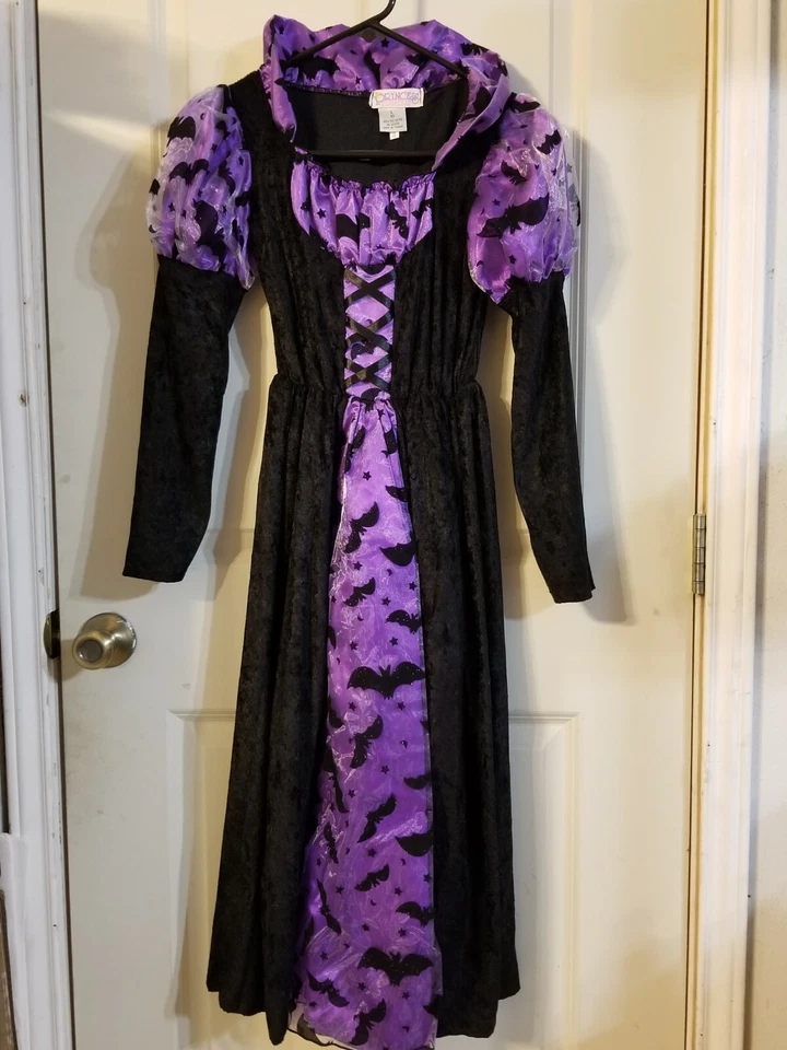 VESTIDO DE MORCEGO INFANTIL PRINCESA PARAÍSO MENINAS FANTASIA DE HALLOWEEN TAMANHO 10 43" DE COMPRIMENTO - Imagem 3 de 4