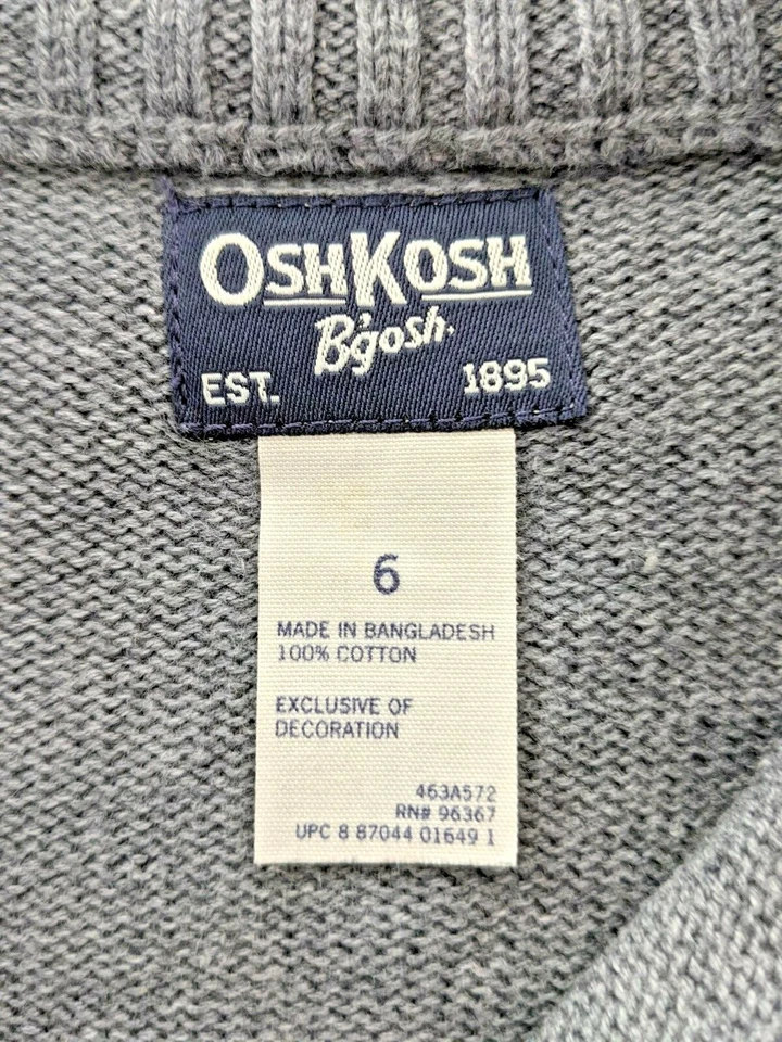 Oshkosh & Children's Place Boys Size 6 Sweater Vest Bundle Gray 100% Cotton EUC - Image 2 of 4