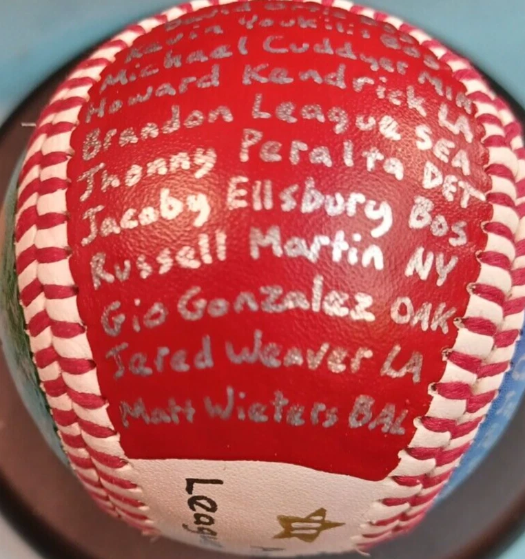 BÉISBOL PINTADO A MANO 2011 LIGA AMERICANA EQUIPO ESTELAR ORTIZ JETER CABRERA + Foto 3 de 4