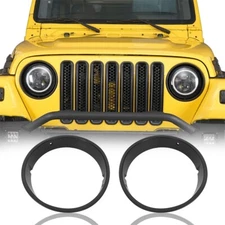 2Pcs Durable ABS Round Headlight Trim Cover Ring for Jeep Wrangler 97-06 TJ