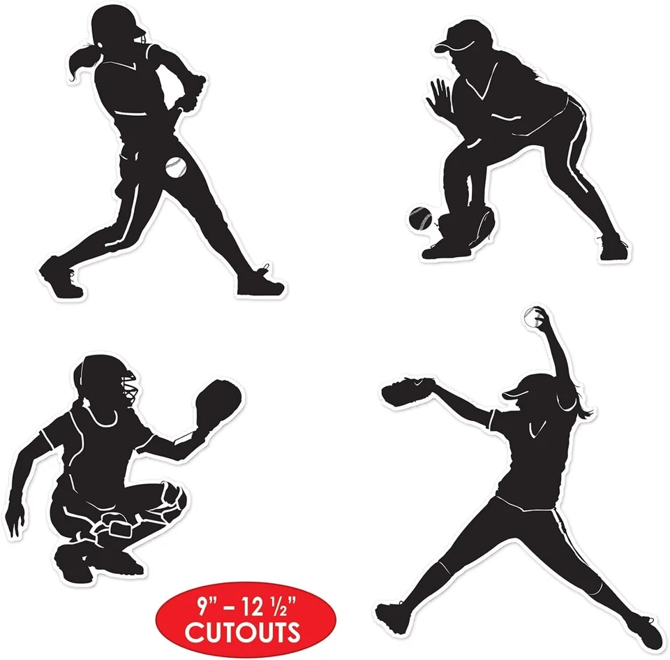 Silhueta de softbol Beistle 12 peças Fastpitch recortes tema esportivo aniversário - Imagem 2 de 4