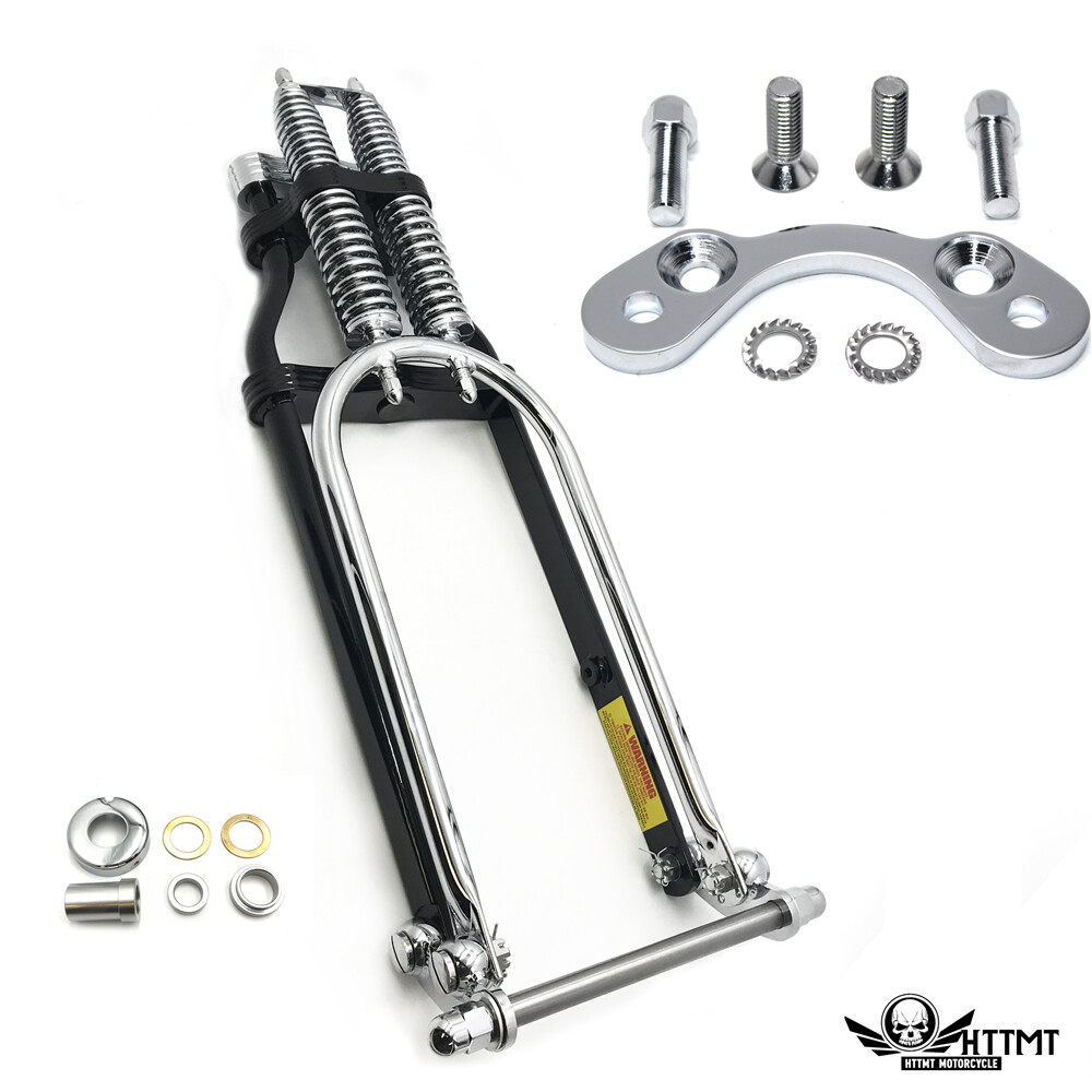 Chrome Springer Front End +4 w/ Handlebar Adapter For Harley