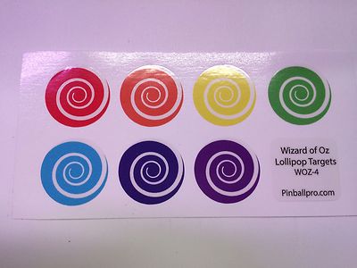 Wizard of Oz Pinball Machine Lollipop Target Decals 75th LE Pinball Pro WOZ - 4