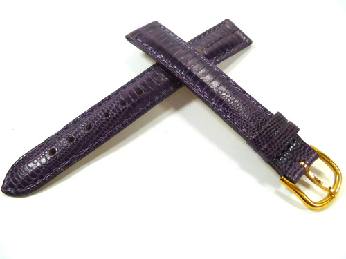 13mm PURPLE PURPLE WATCH STRAP LIZARD EMBOSSED WATCH BAND LEATHER 1327
