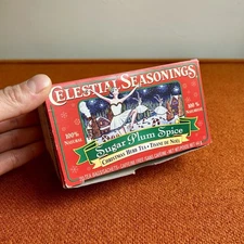 Vintage 2003 Celestial Seasonings Sugar Plum Spice Tea Box Christmas/OPENED BOX