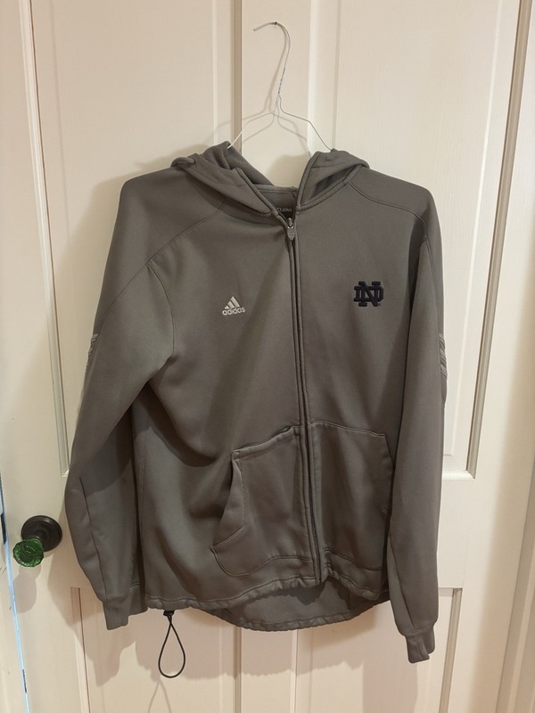 Adidas Notre Dame Team Issued Full Zip Hoodie Size Mens Small Grey Football NCAA