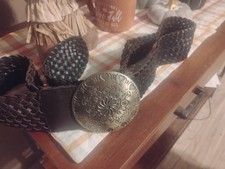 Moroccan Leather Boho Hippie Belt Vintage 60s/70s Brown Coin Silver