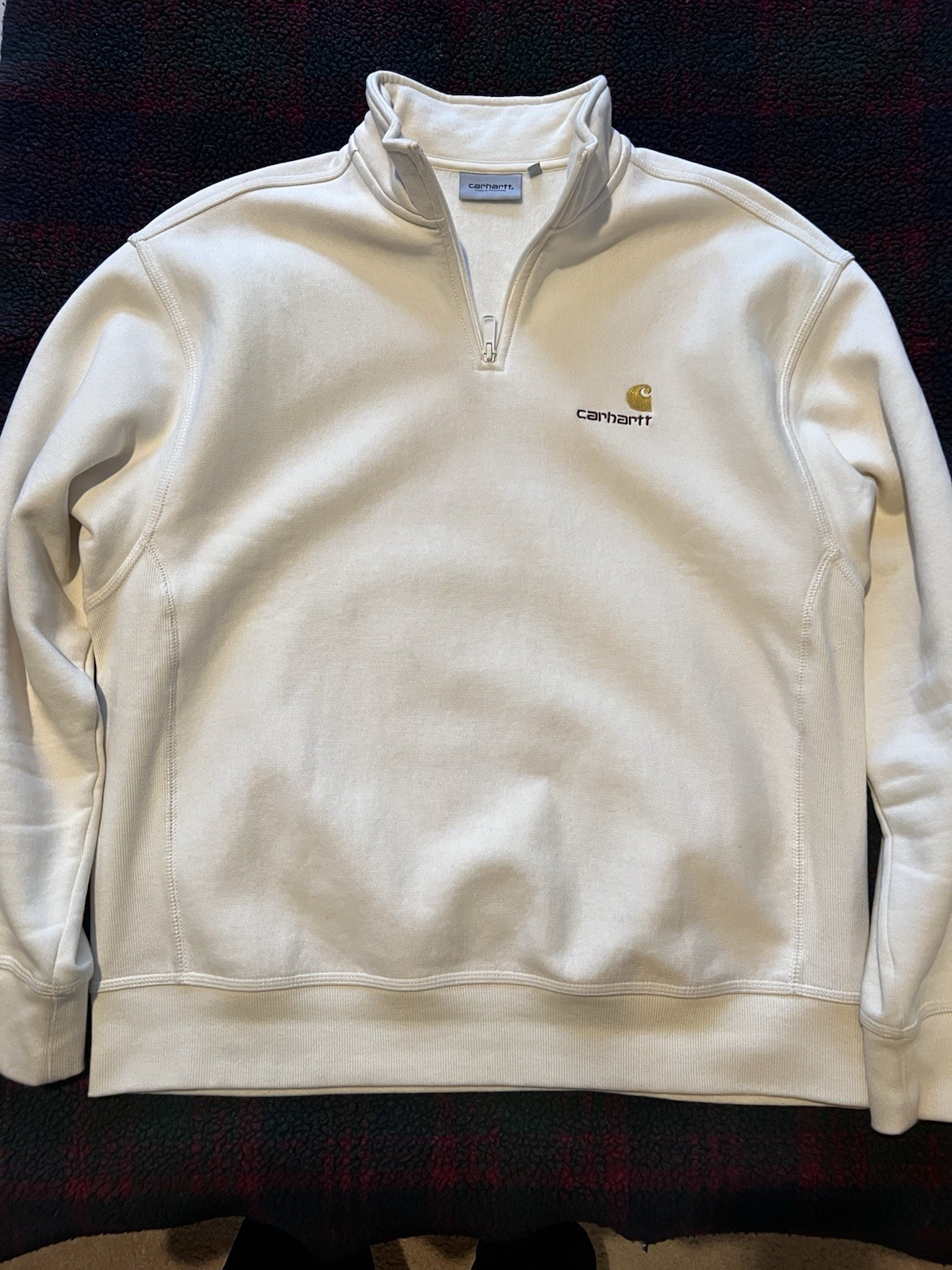 Sudadera Carhartt Work In Progress Media Cremallera American Script Natural Para Hombre’s L
