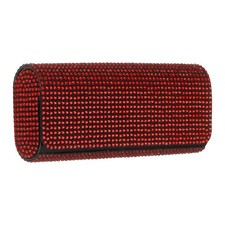 Bling Sunglass Case, 2.7"x6.4" PU Leather Eyeglasses Hard Shell, Red