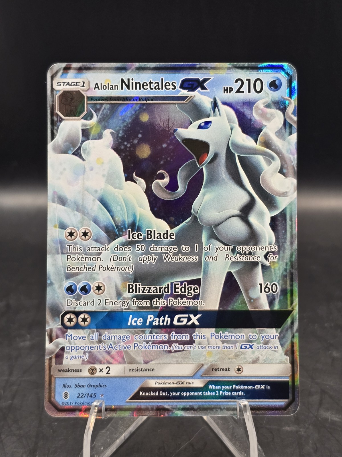 Pokemon TCG Alolan Ninetales GX 22/145 SM Guardians Rising Holo Ultra Rare NM