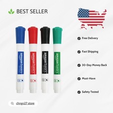 Assorted Colors Low-Odor Chisel Tip Dry Erase Markers - 4 Pack for Classroom