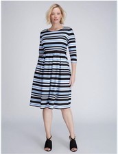 NEW Lane Bryant Womens Size 26 Striped Double Knit Fit Flare Dress Jigsaw
