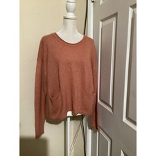 Madewell Orange Knit Chelsea Pocket Pullover Alpaca Blend Sweater Size L