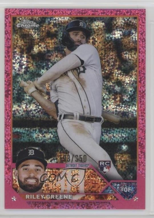 2023 Topps Chrome Magenta Speckle Refractor 193/350 Riley Greene #182 1bg9