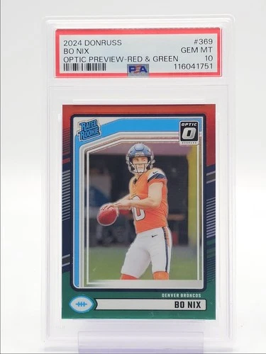 BO NIX 2024 DONRUSS OPTIC RATED ROOKIE PREVIEW RED & GREEN RC PSA 10 Q0282