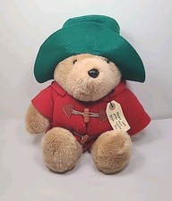 Vintage Plush Paddington Bear with Tag by Eden Toys Green Hat Red Coat 16  