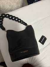 Karl Lagerfeld Black Leather Circle Handbag