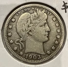 1903-O Barber Quarter 25C Silver U.S. Coin - F/VF Detail (U268)