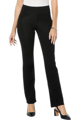 HUE Women's Game-Changing Straight Leg Denim Pant Black