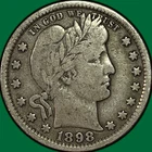 1898 Barber Quarter Choice Fine F+/VF Coin #36513