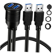 2 Ports Dual USB 3.0 Male to USB 3.0 Female AUX Flush Mount Car Mount 1pcs 1ft