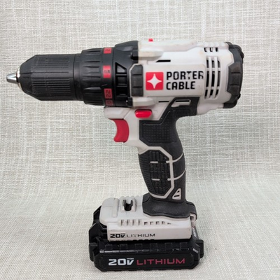 #ad PORTER CABLE PCC601 20V 1 2 inch Cordless Drill Driver w Battery Tested $31.99