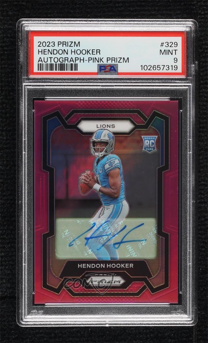 2023 Panini Prizm Rookies Pink Hendon Hooker #329 PSA 9 MINT Rookie Auto RC 14dq