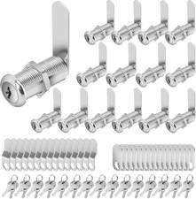 Cylinnda Cabinet Lock Set, 1-1/2" Long Keyed Alike Cam Locks, 15 Pack, Zinc Allo