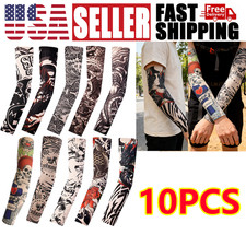 10Pcs UV Sun Protection Tattoo Cooling Arm Sleeves Cover Golf Basketball Sport