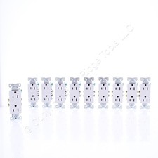 10 Eaton White Decorator Outlet Duplex Receptacles NEMA 5-15R 15A 125V 1107-9W