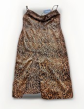 NWT Pretty Little Thing Strappy Leopard Print Slip Slinky Party Dress Midi 18 2X