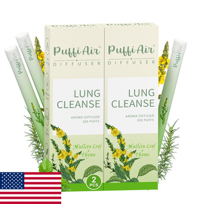 PUFFIAIR Herbal Diffuser: Mullein, Thyme, Mint for Breathing Support (2-Pack)