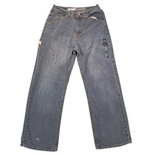 VTG Ecko Unltd Jeans Youth 18 30x29 Black Distressed Baggy Skater Y2K Hip Hop