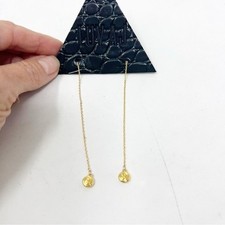 LUV AJ SHELL COIL THREADER EARRINGS DANGLE DROP GOLD TONE NEW