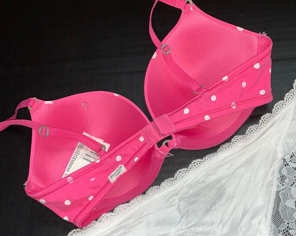 NWOT Gilly Hicks 32C BRA HOT PINK white Polka dot - Image 4 of 4